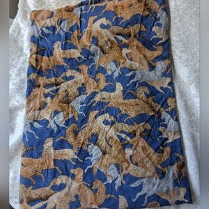 Vtg Cotton Horse Fabric 1 Yard 58" X 42"